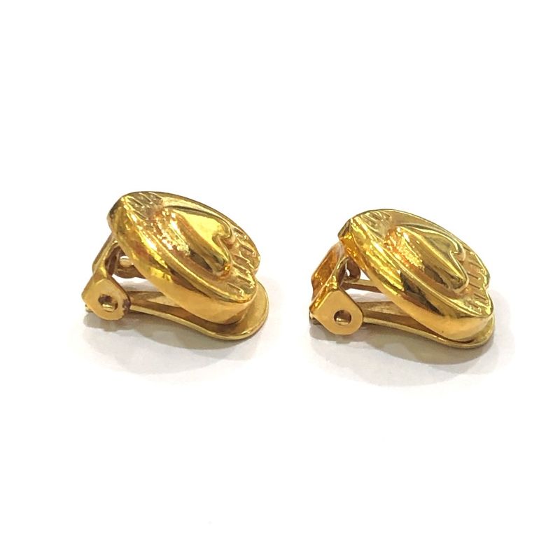 Celine Earrings Logo Metal Gold