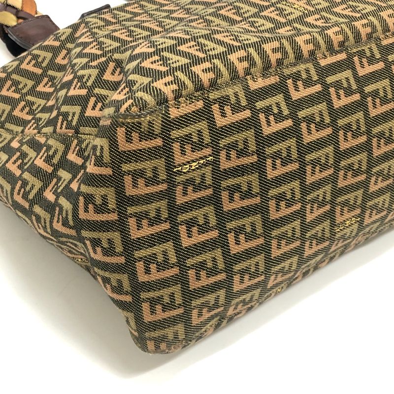 Fendi Handbag Zucca Pattern Zucchino Canvas Khaki