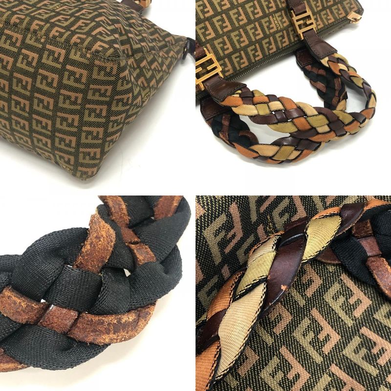 Fendi Handbag Zucca Pattern Zucchino Canvas Khaki