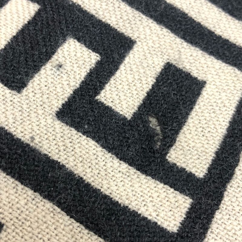 Fendi Scarf Zucca Pattern Wool Black Beige