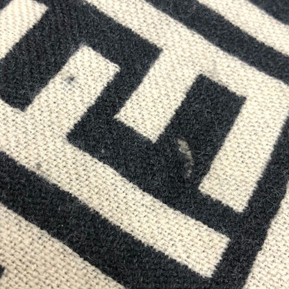 Fendi Scarf Zucca Pattern Wool Black Beige
