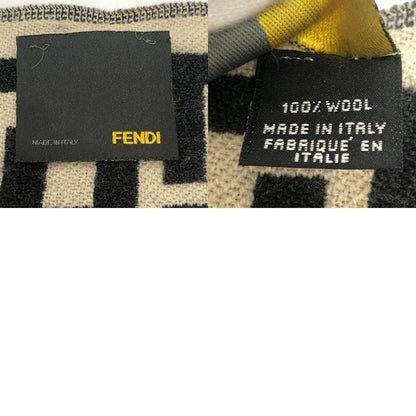 Fendi Scarf Zucca Pattern Wool Black Beige