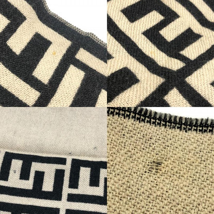 Fendi Scarf Zucca Pattern Wool Black Beige