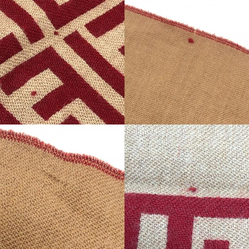 Fendi Scarf Zucca Pattern Wool Red Brown
