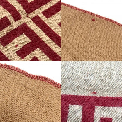 Fendi Scarf Zucca Pattern Wool Red Brown