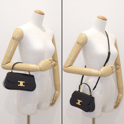 Celine Handbag Teen Lora Black Shiny Calfskin Lambskin