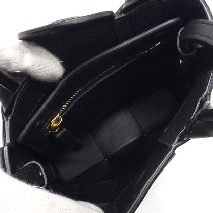Bottega Veneta Shoulder Bag Cassette Mini Tote Black Lambskin Gold