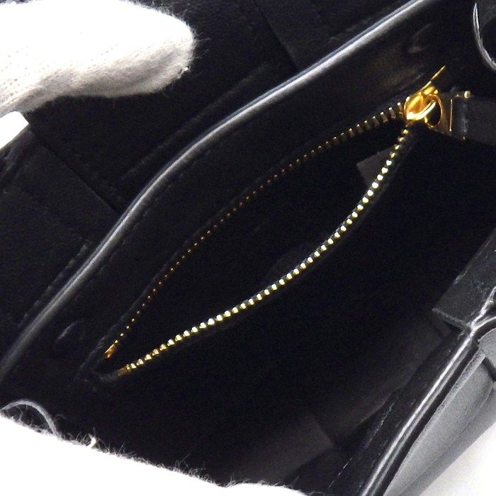 Bottega Veneta Shoulder Bag Cassette Mini Tote Black Lambskin Gold