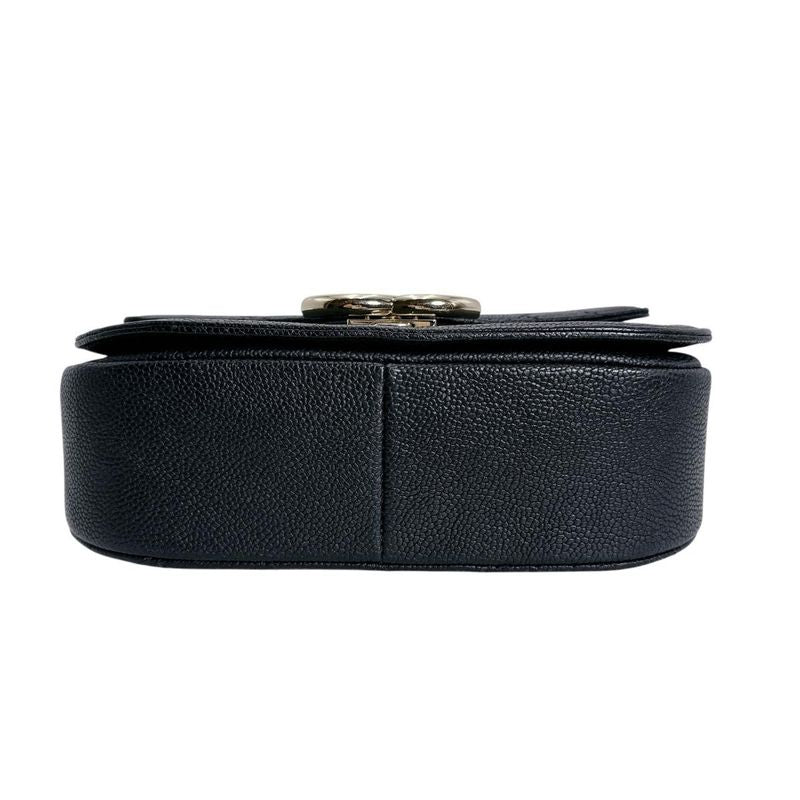 Chanel Caviar Leather Chain Shoulder Bag CC Logo Black