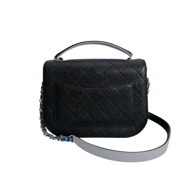 Chanel Caviar Leather Chain Shoulder Bag CC Logo Black