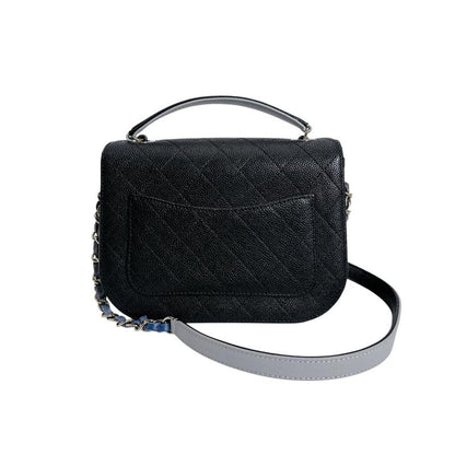 Chanel Caviar Leather Chain Shoulder Bag CC Logo Black