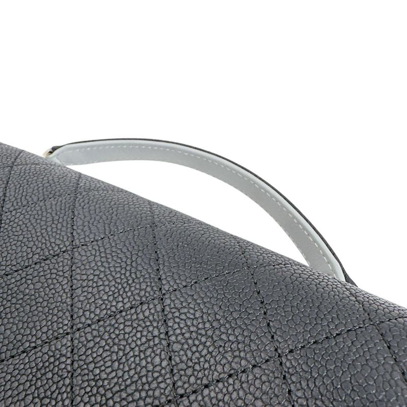 Chanel Caviar Leather Chain Shoulder Bag CC Logo Black