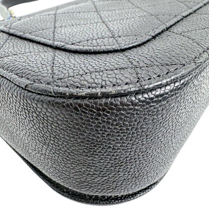Chanel Caviar Leather Chain Shoulder Bag CC Logo Black