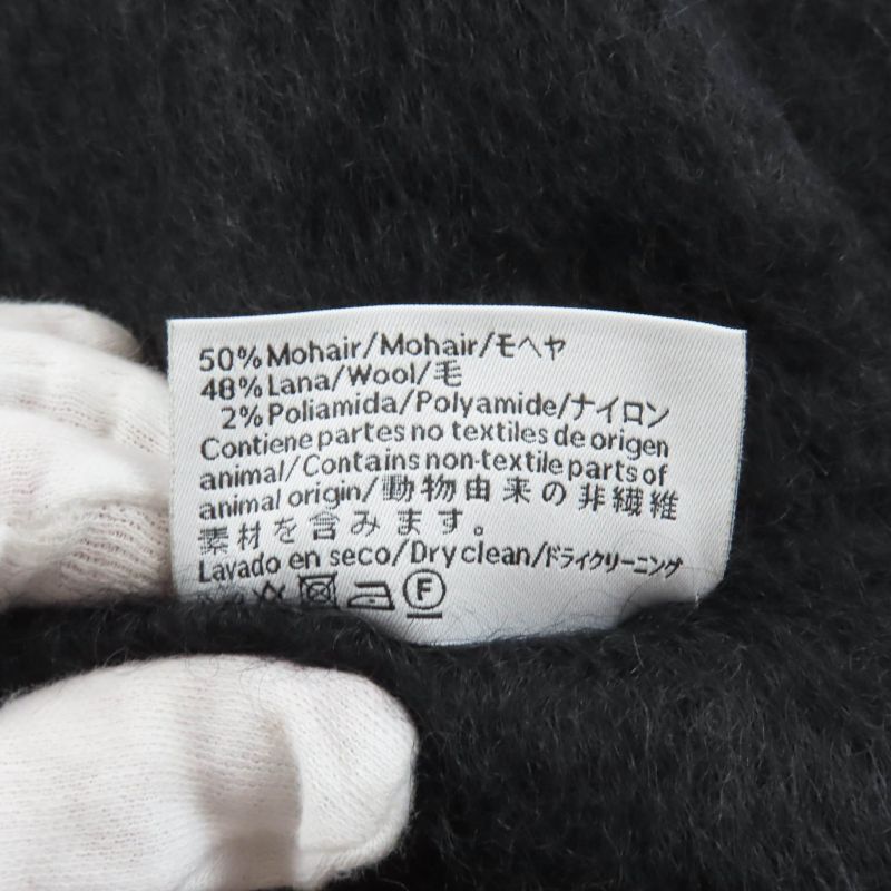 Loewe Mohair Wool Blend Leather Fringe Scarf with Anagram Patch