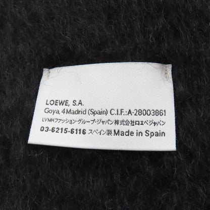 Loewe Mohair Wool Blend Leather Fringe Scarf with Anagram Patch