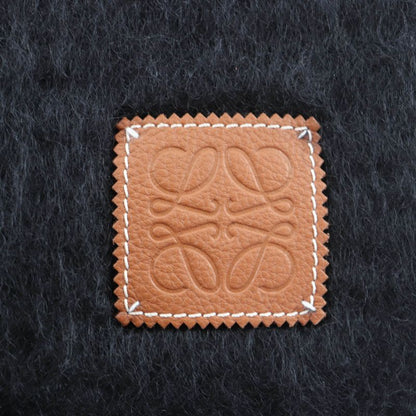 Loewe Mohair Wool Blend Leather Fringe Scarf with Anagram Patch
