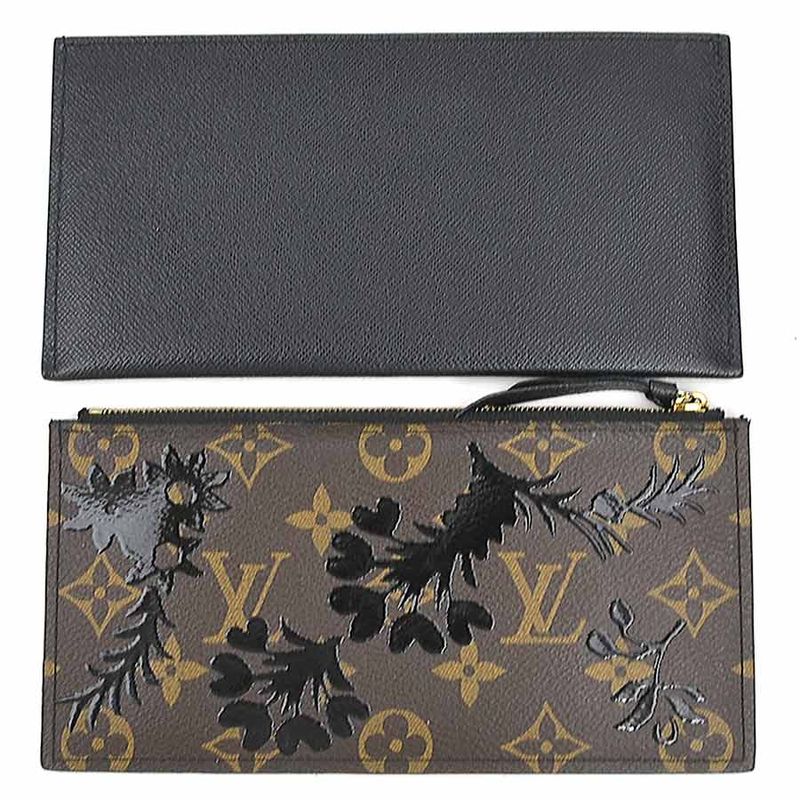 Louis Vuitton Chain Wallet Shoulder Bag Monogram Blossom Pochette Felicity Brown Black