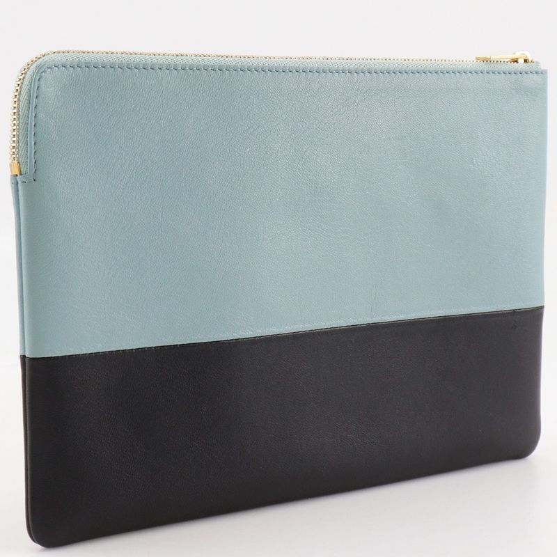 Celine Clutch Bicolor Calf Light Blue Black Pouch