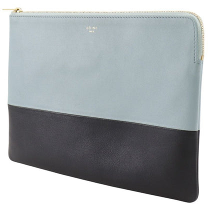 Celine Clutch Bicolor Calf Light Blue Black Pouch