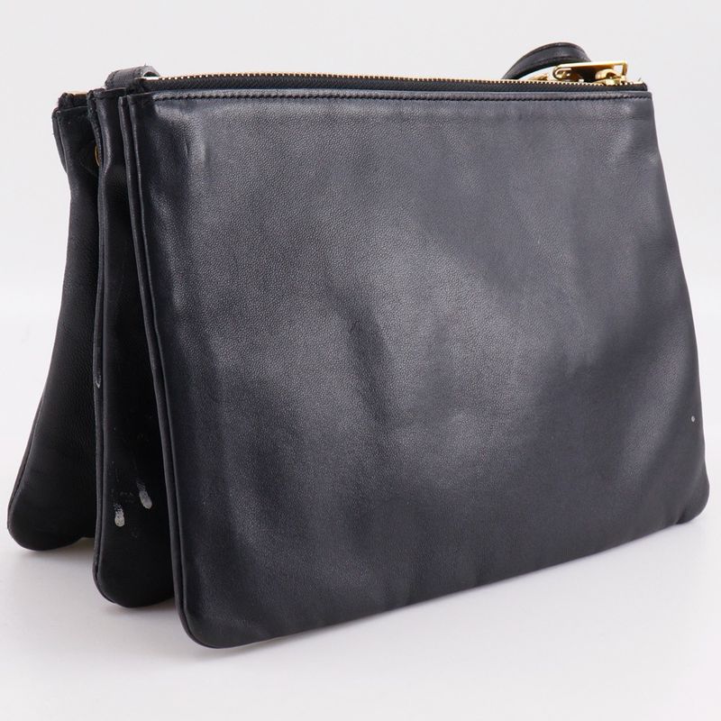 Celine Trio Large Calf Black Shoulder Bag