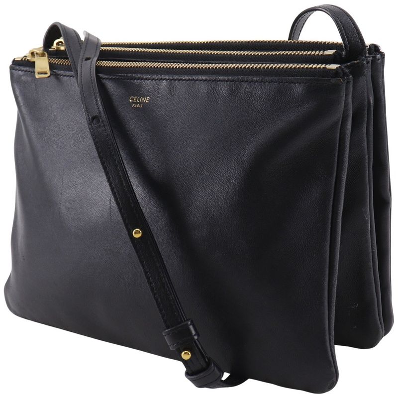 Celine Trio Large Calf Black Shoulder Bag