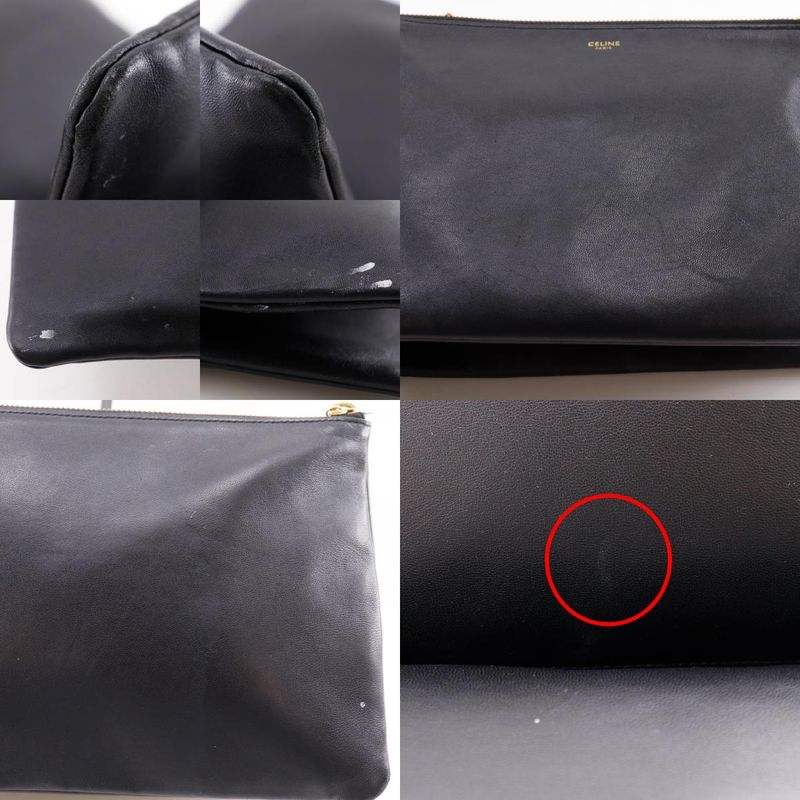 Celine Trio Large Calf Black Shoulder Bag