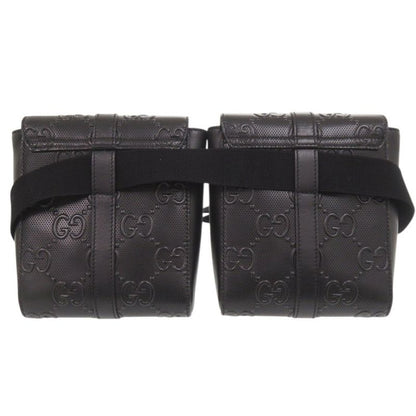Gucci Wpouch GG Embossed Leather Black Belt Bag