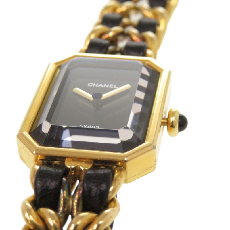 Chanel Premier M Leather Black Gold Quartz Watch Dial