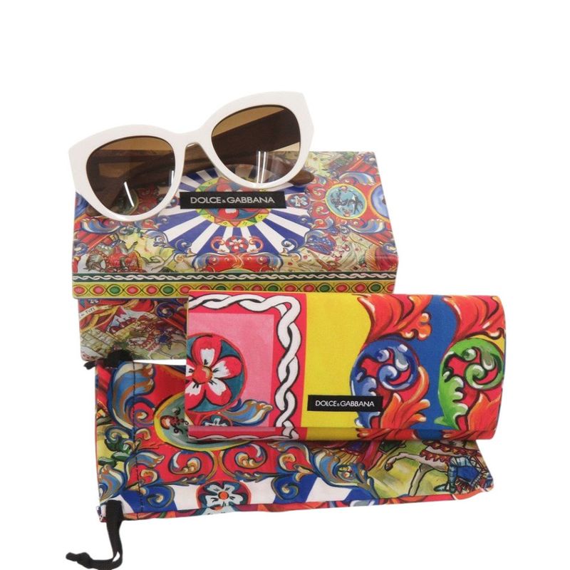 Dolce & Gabbana Sicilian Carre White Plastic Wood Blue