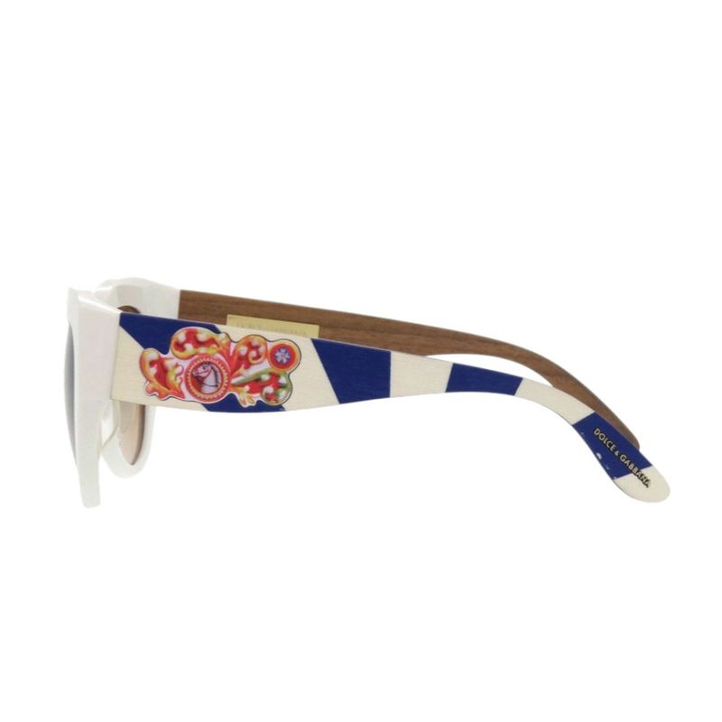 Dolce & Gabbana Sicilian Carre White Plastic Wood Blue