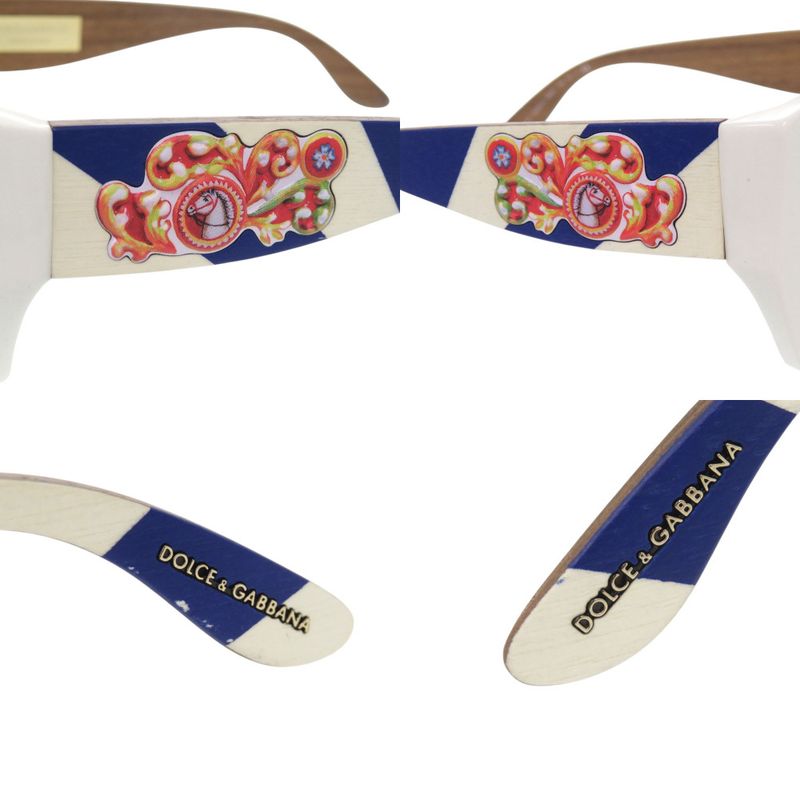 Dolce & Gabbana Sicilian Carre White Plastic Wood Blue