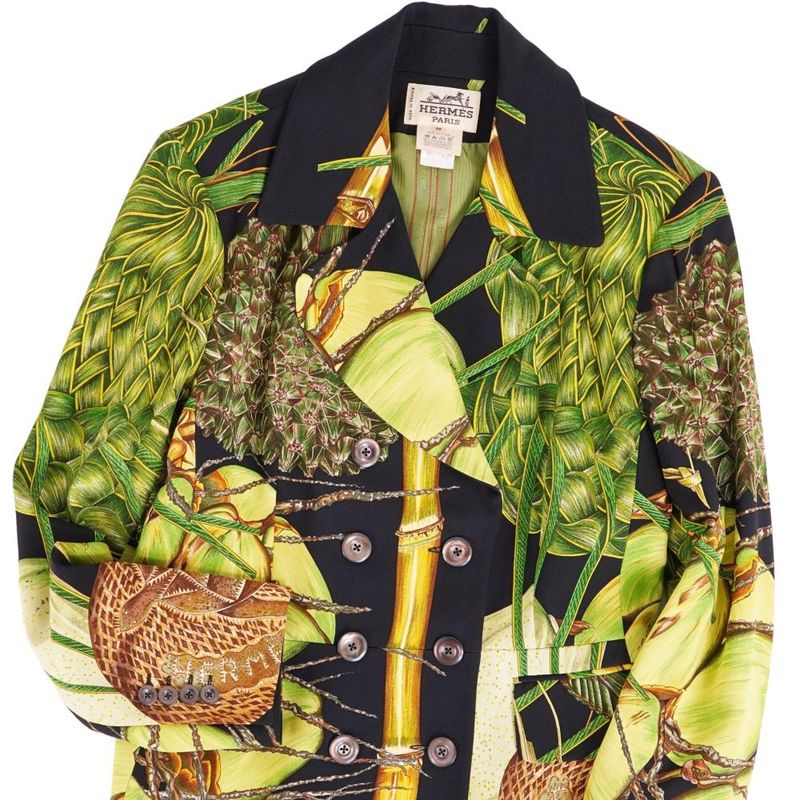 Hermes Vintage Jacket Double Breasted All Over Pattern
