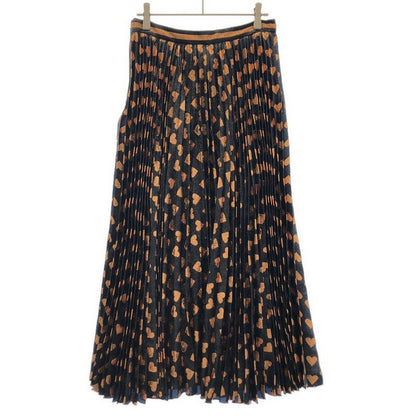 Gucci Heart Pattern Pleated Skirt Navy Gold 40 Navygold