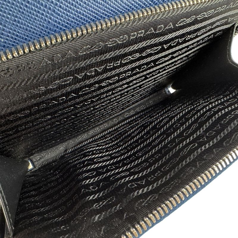 Prada Shoulder Bag Leather Blue