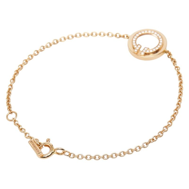 Tiffany & Co. T-toe Circle 18K Yellow Gold Diamond Mother of Pearl