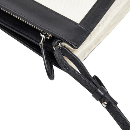 Balenciaga Navy Pochette White Black Canvas Leather Shoulder Bag