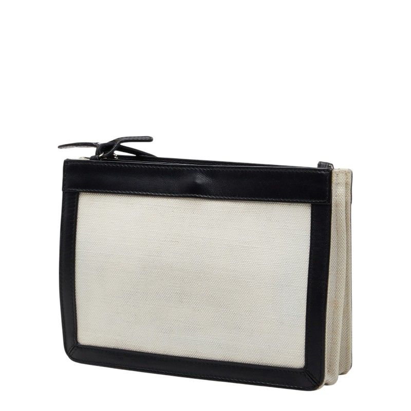 Balenciaga Navy Pochette White Black Canvas Leather Shoulder Bag