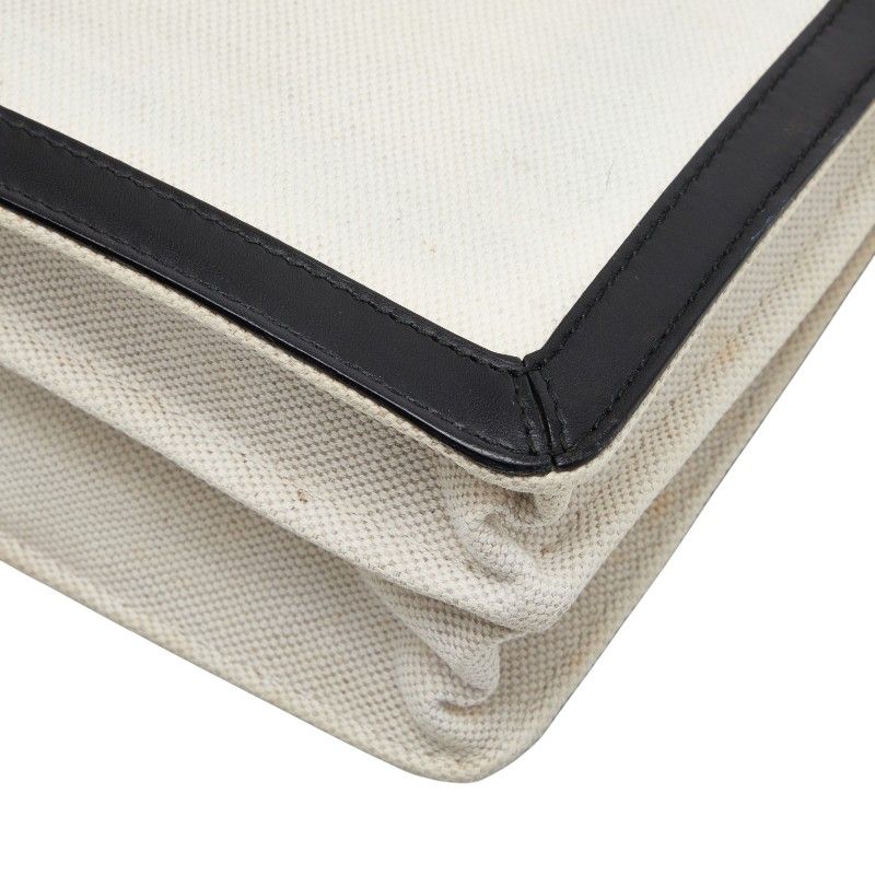 Balenciaga Navy Pochette White Black Canvas Leather Shoulder Bag