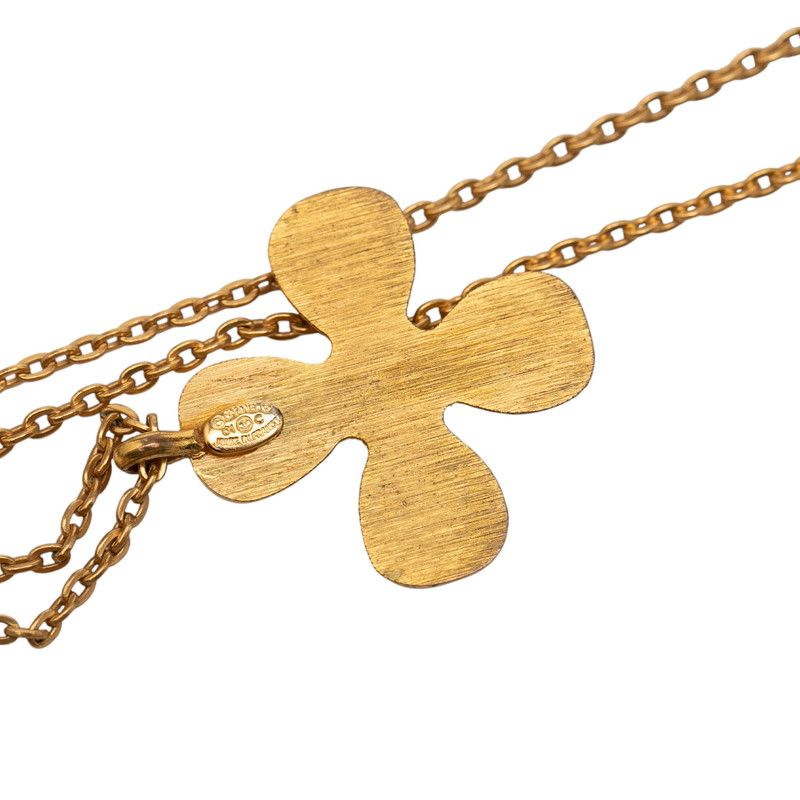 Chanel Clover Motif CC Logo Gold Plated Necklace