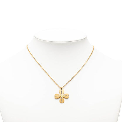 Chanel Clover Motif CC Logo Gold Plated Necklace