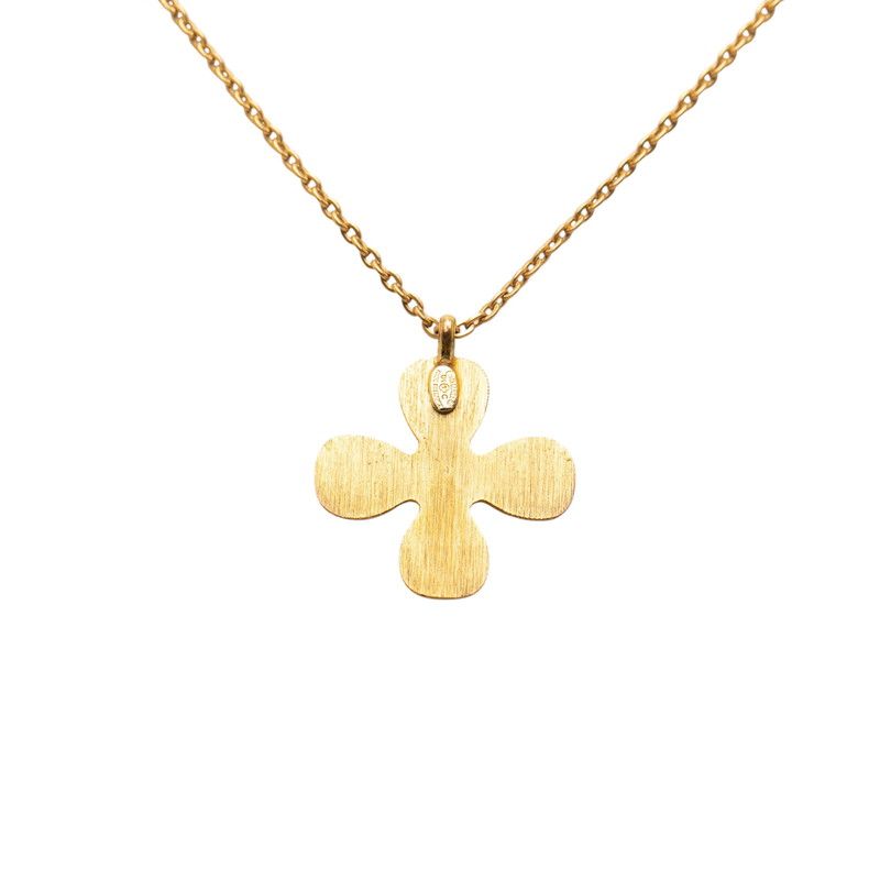 Chanel Clover Motif CC Logo Gold Plated Necklace