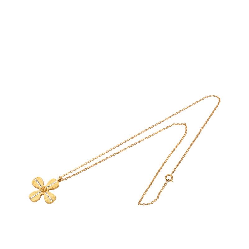 Chanel Clover Motif CC Logo Gold Plated Necklace