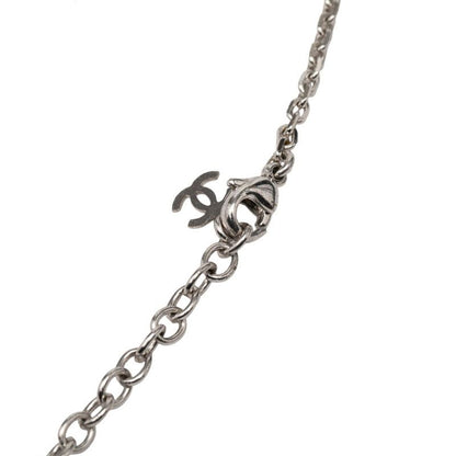 Chanel CC Logo Silver Clear Metal Plastic Necklace