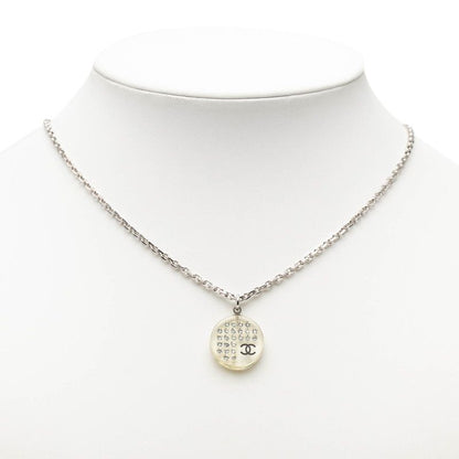 Chanel CC Logo Silver Clear Metal Plastic Necklace