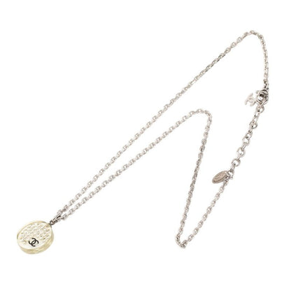 Chanel CC Logo Silver Clear Metal Plastic Necklace