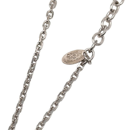 Chanel CC Logo Silver Clear Metal Plastic Necklace