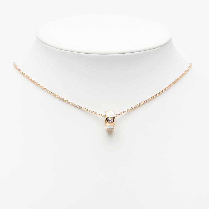 Bvlgari Serpenti Pink Gold Diamond Mother of Pearl Necklace