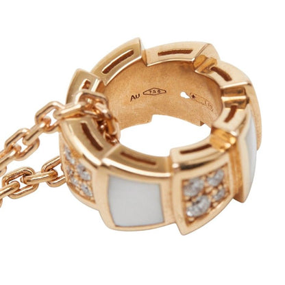 Bvlgari Serpenti Pink Gold Diamond Mother of Pearl Necklace