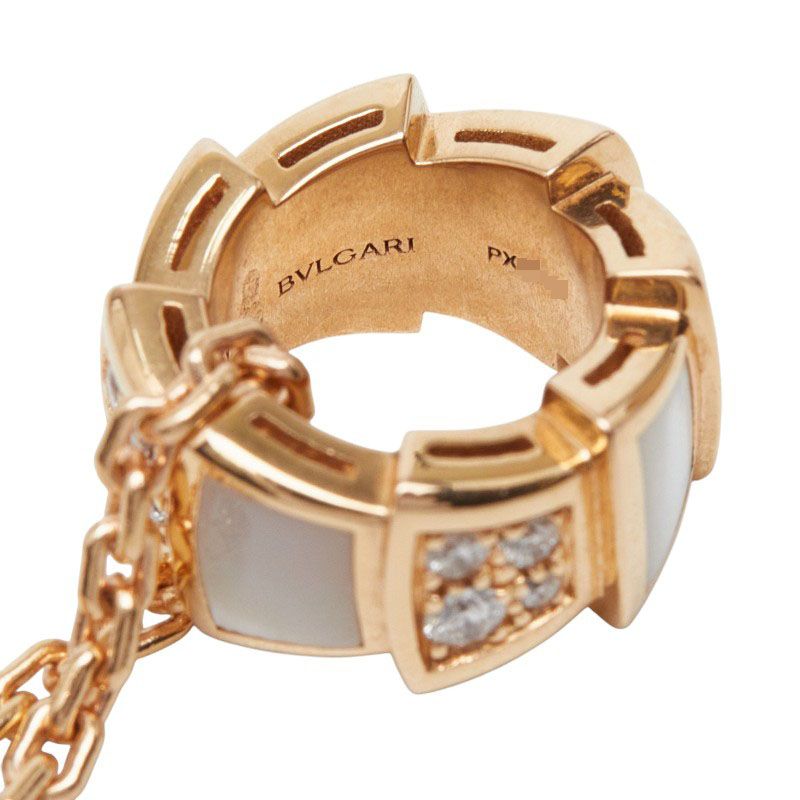 Bvlgari Serpenti Pink Gold Diamond Mother of Pearl Necklace