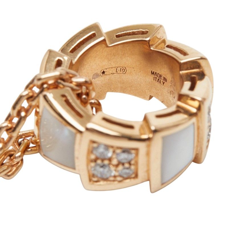Bvlgari Serpenti Pink Gold Diamond Mother of Pearl Necklace